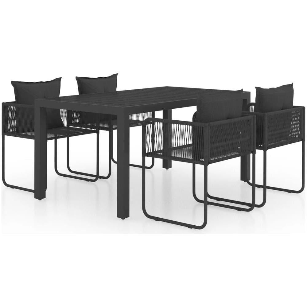 Set Da Pranzo Da Giardino 5 Pz In Rattan Pvc Nero - Foto 1