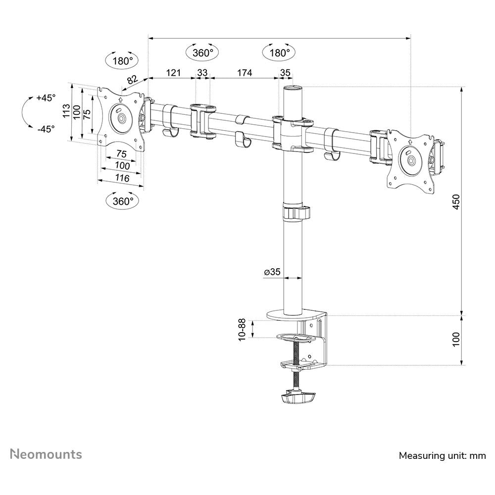 NM-D135DSILVER Supporto da Scrivania per Monitor - Foto 10