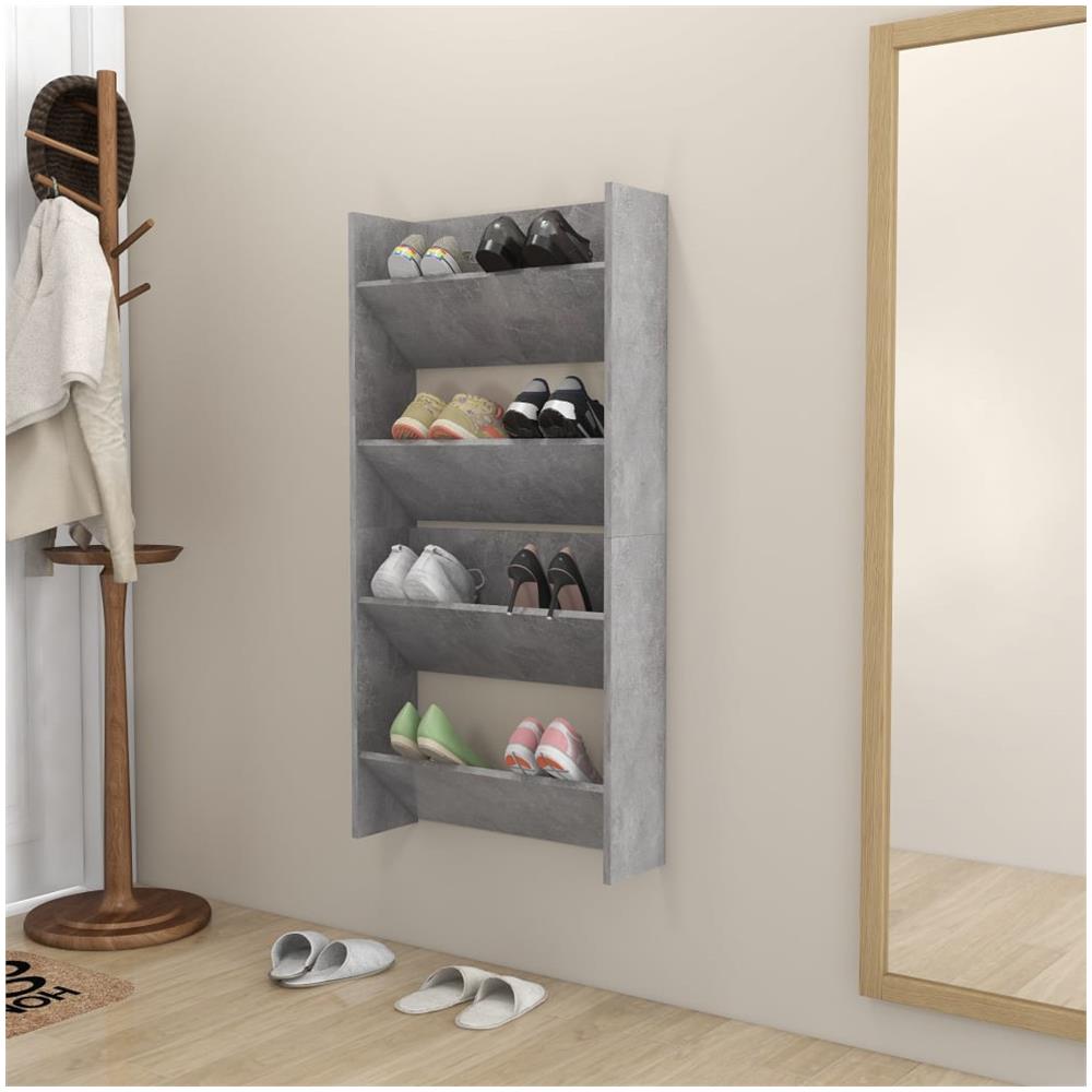 Scarpiere A Muro Grigio Cemento 2 Pz 60x18x60 Cm In Truciolato - Foto 3