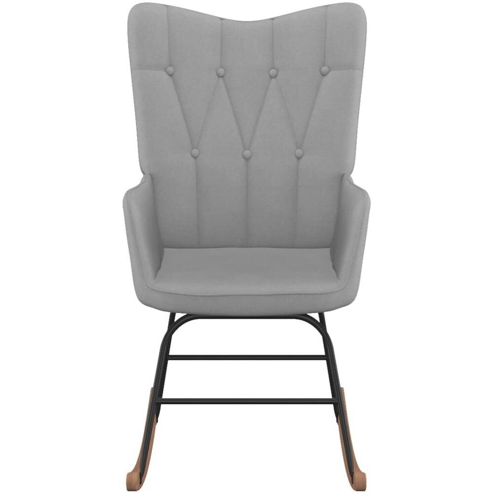 Sedia a Dondolo Grigio Chiaro in Tessuto - Foto 2