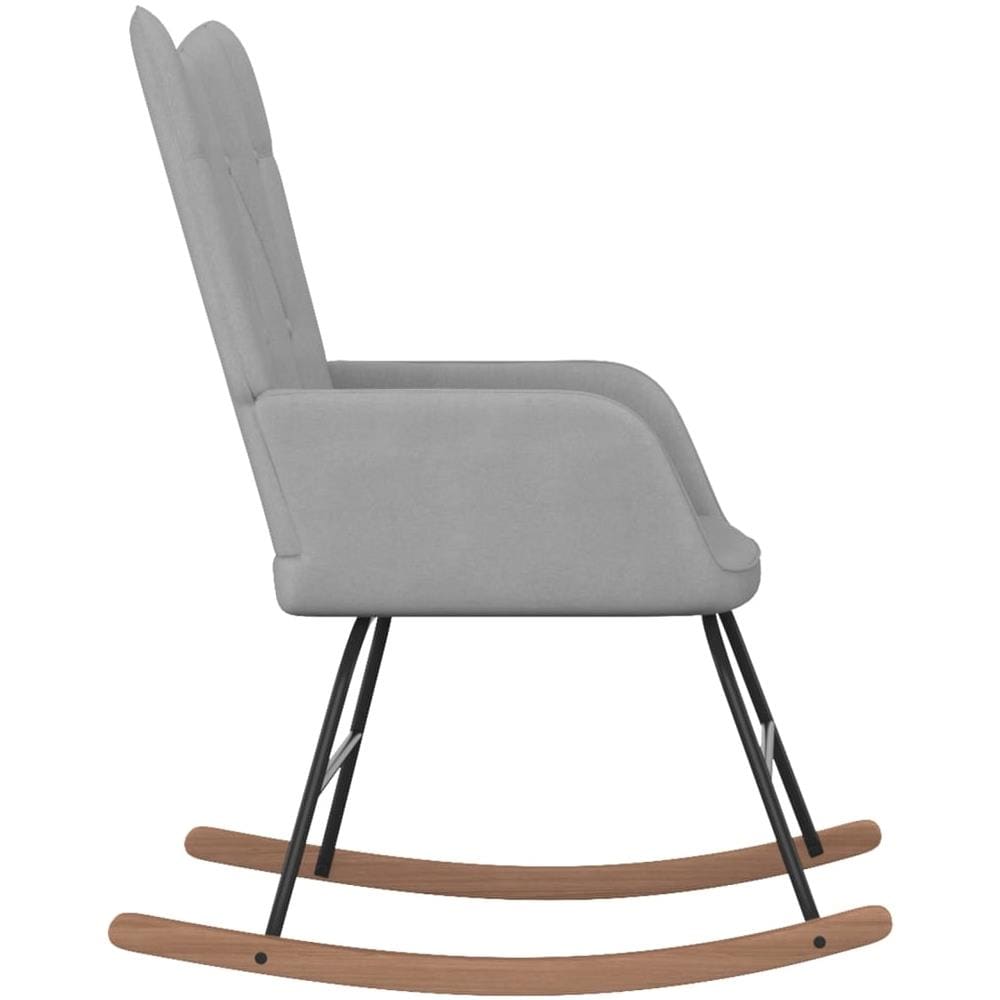 Sedia a Dondolo Grigio Chiaro in Tessuto - Foto 3