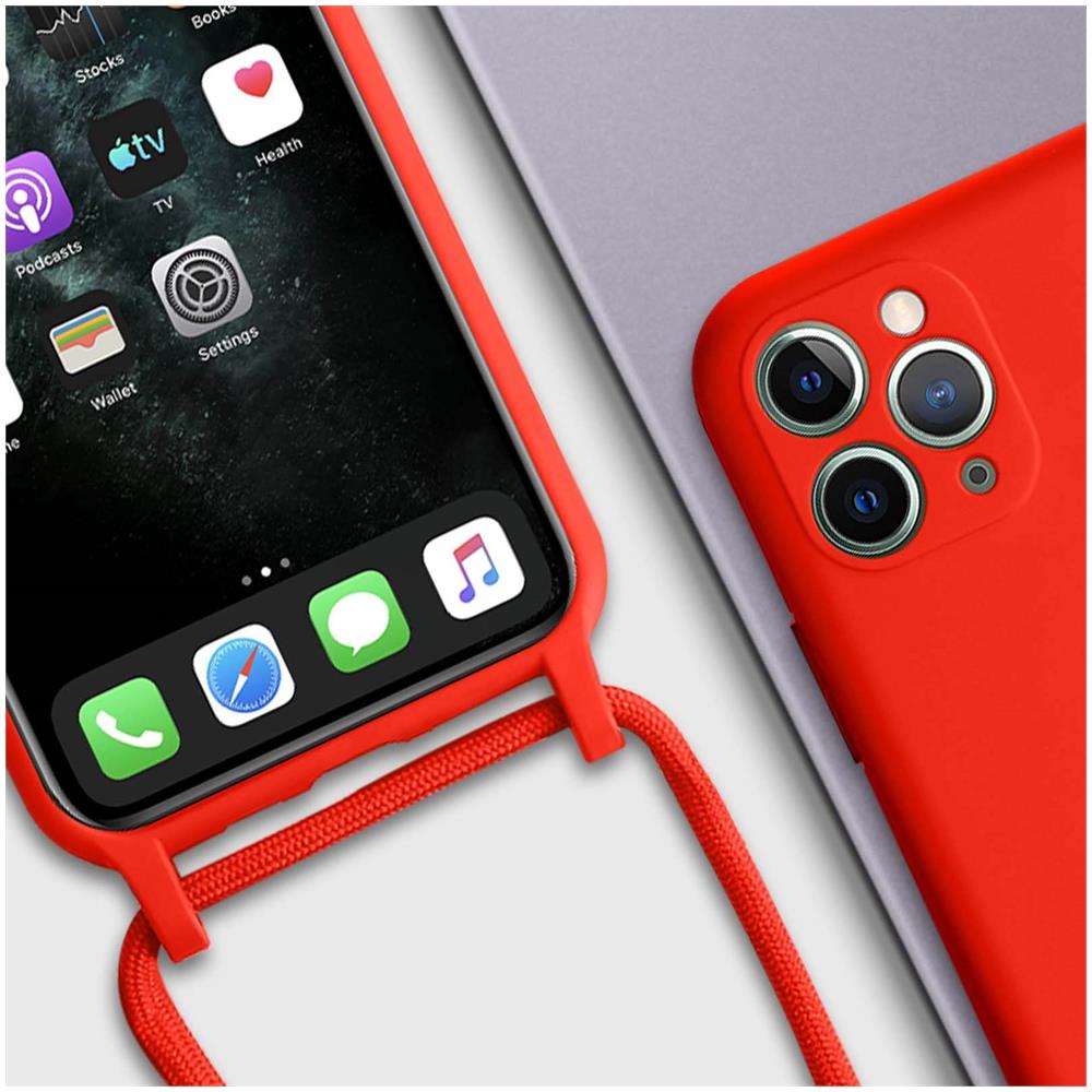 Cover Semirigida Per Iphone 11 Pro Max Cordino Nylon Intrecciato 80 Cm Rossa - Foto 2