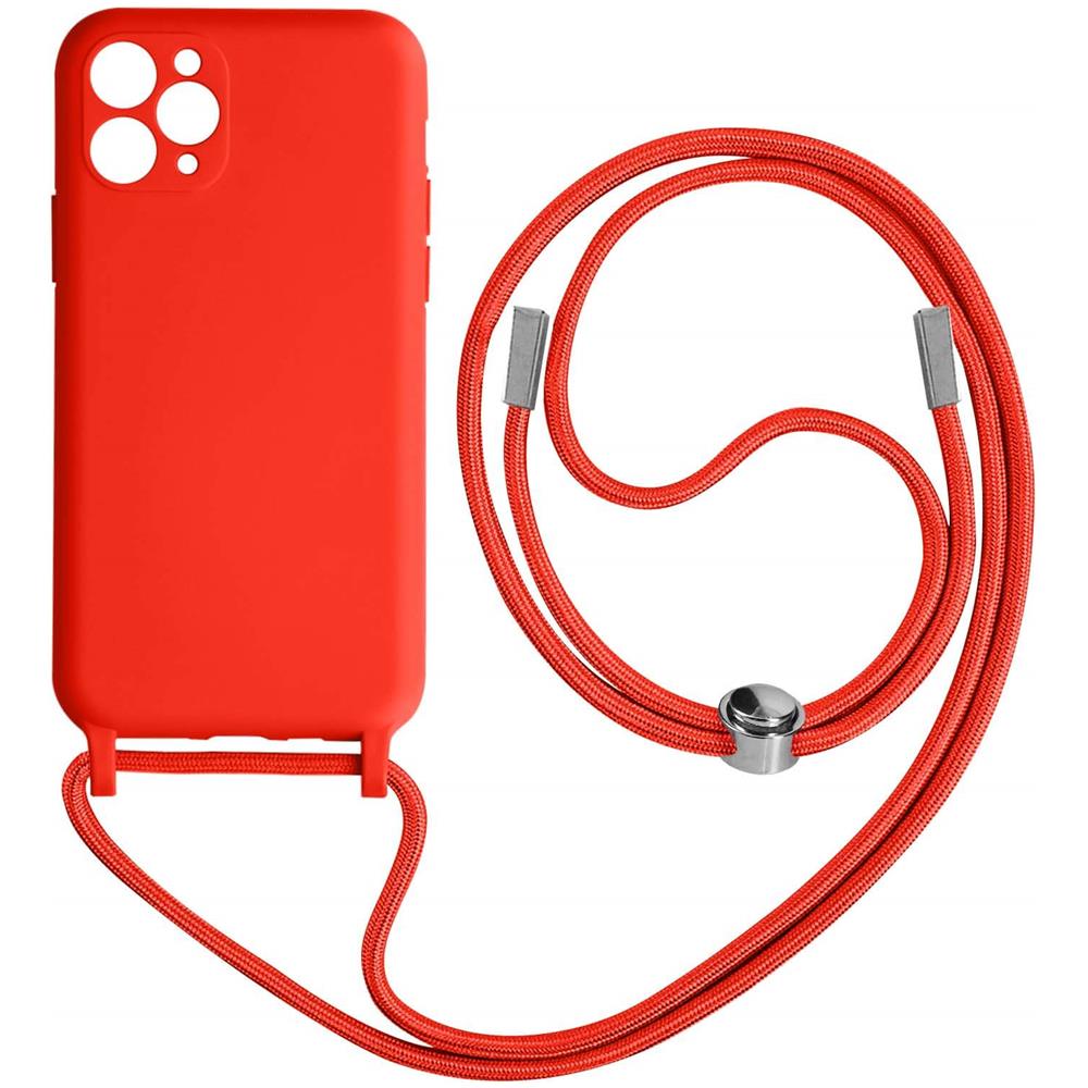 Cover Semirigida Per Iphone 11 Pro Max Cordino Nylon Intrecciato 80 Cm Rossa - Foto 1