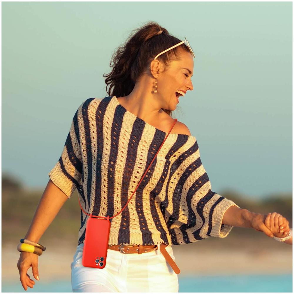 Cover Semirigida Per Iphone 11 Pro Max Cordino Nylon Intrecciato 80 Cm Rossa - Foto 5