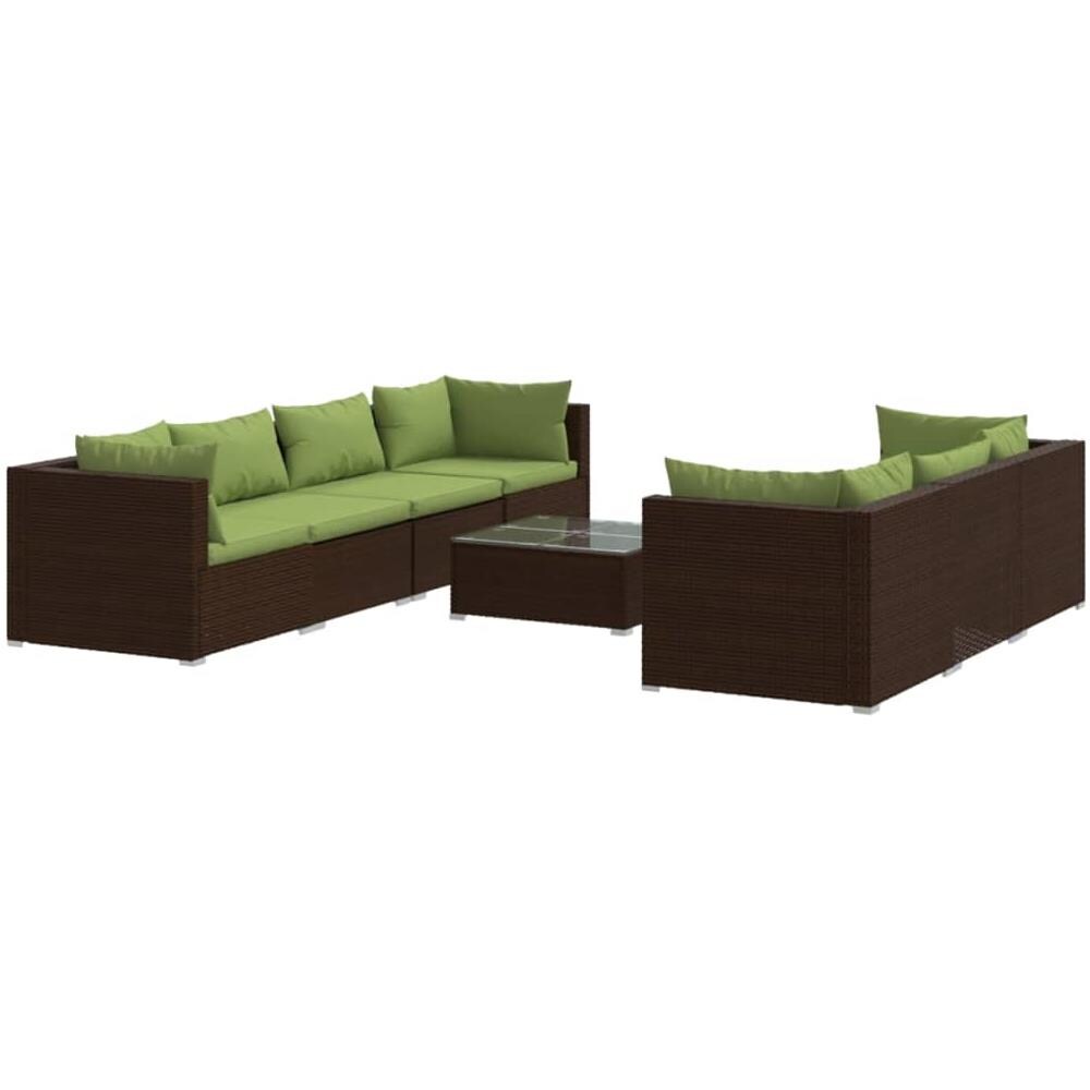 Set Divani Da Giardino 8 Pz Con Cuscini In Polyrattan Marrone - Foto 1