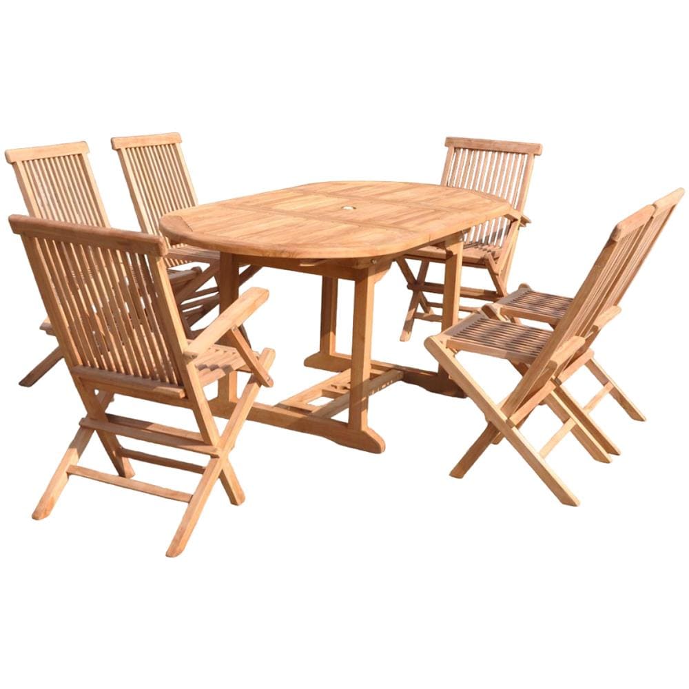 Tavolo Da Giardino Ovale E 4 Sedie E 2 Poltrone In Teak Kajang - Foto 8