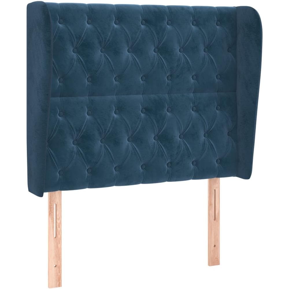 Testiera Ad Orecchio Blu Scuro 93x23x118/128 Cm In Velluto - Foto 2