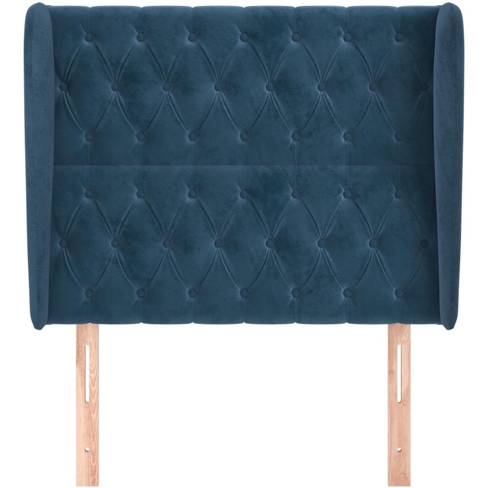Testiera Ad Orecchio Blu Scuro 93x23x118/128 Cm In Velluto - Foto 3