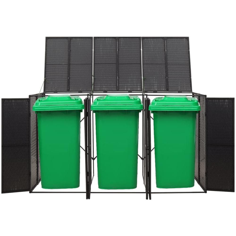 Copribidone Triplo Nero 207x80x117 Cm In Polyrattan - Foto 2