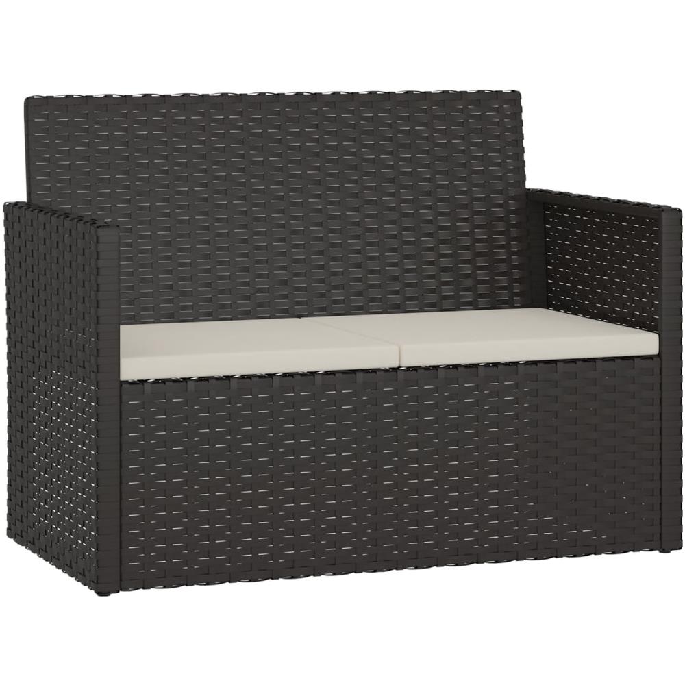 Panca da Giardino con Cuscini Nera 105 cm in Polyrattan - Foto 2