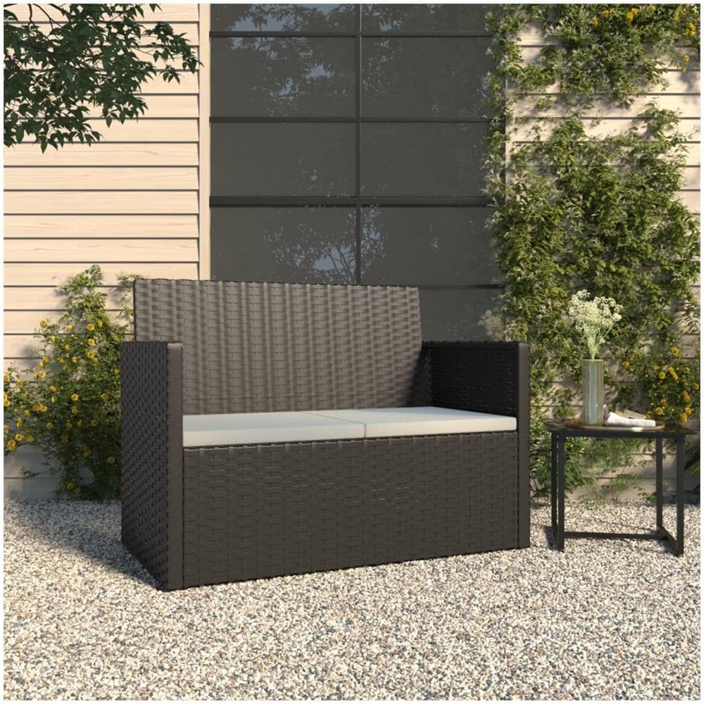 Panca da Giardino con Cuscini Nera 105 cm in Polyrattan - Foto 1