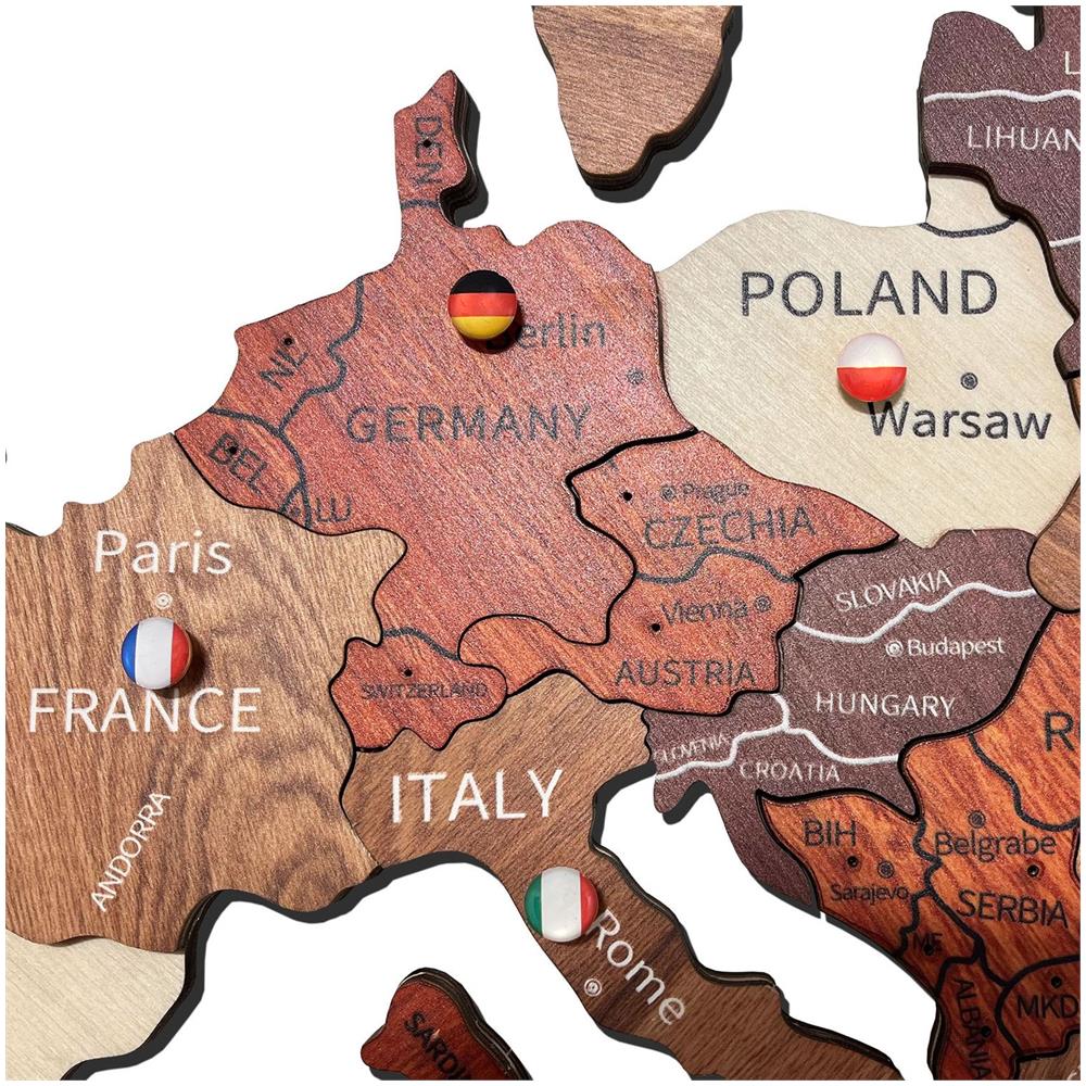 Mappa Del Mondo In Legno, Green Split - Decorazione Murale 3d, L - 225*135 Cm - Foto 2