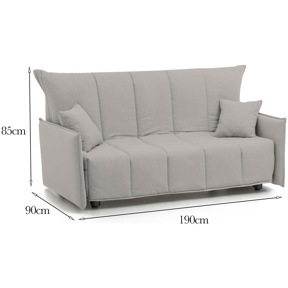 Divano Letto Allyson, Divano A 3 Posti, 100% Made In Italy, Sofà Soggiorno Con Apertura A Carrello, In Tessuto Imbottito, Con Braccioli Standard, Cm 190x90h85, Beige - Foto 4