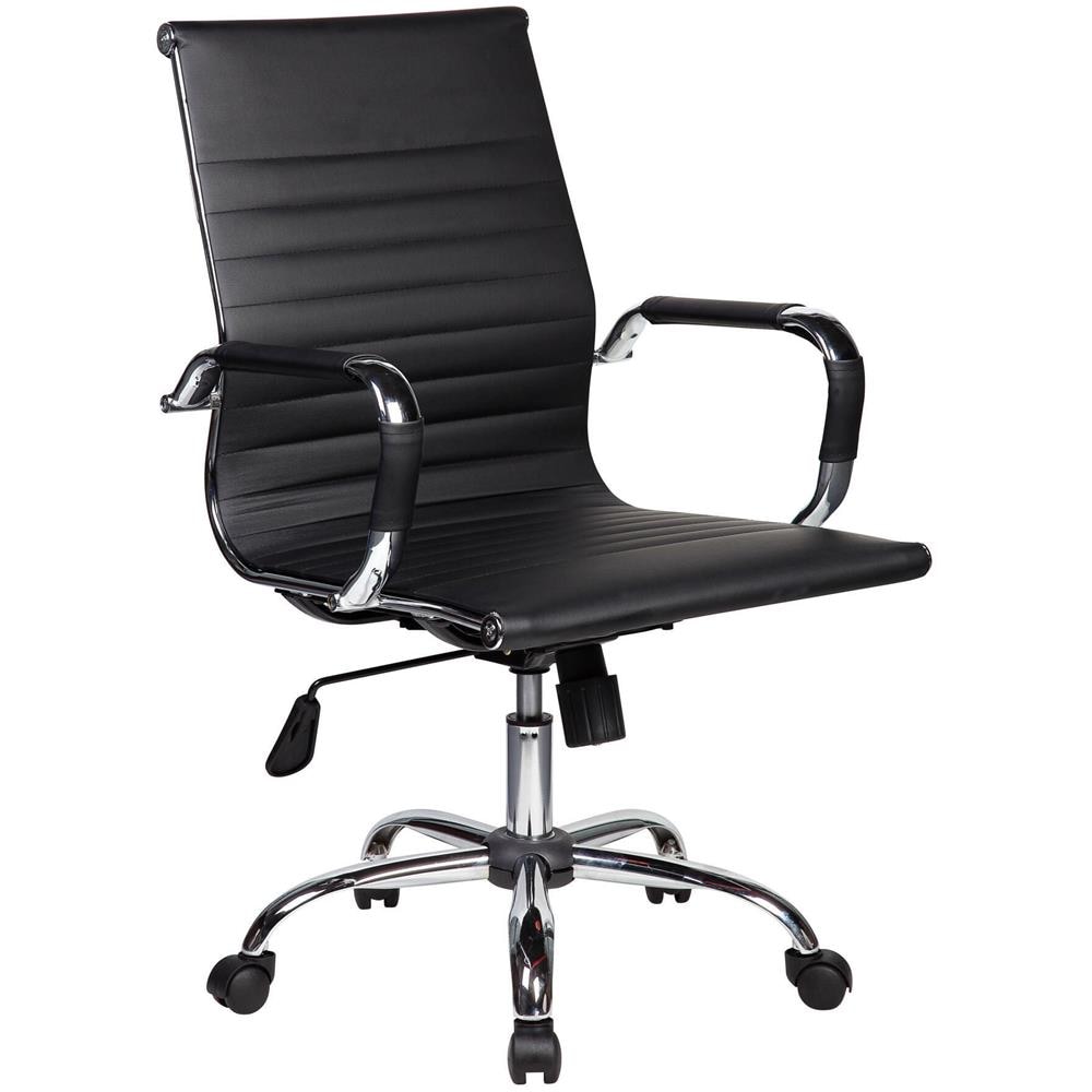 Sedia Con Ruote George, Poltrona Direzionale Con Braccioli, Sedia Ergonomica Da Ufficio, Nero, 62x54h92/102 Cm - Foto 1