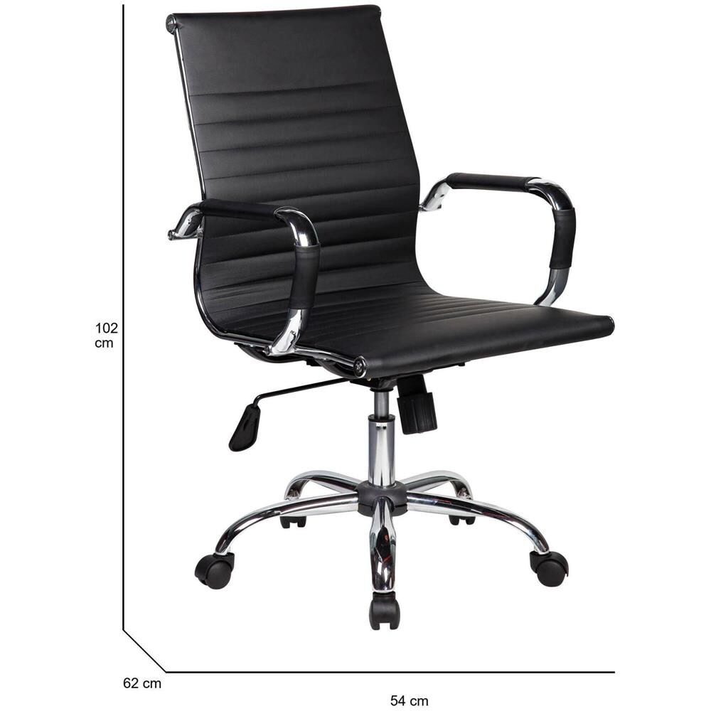 Sedia Con Ruote George, Poltrona Direzionale Con Braccioli, Sedia Ergonomica Da Ufficio, Nero, 62x54h92/102 Cm - Foto 2