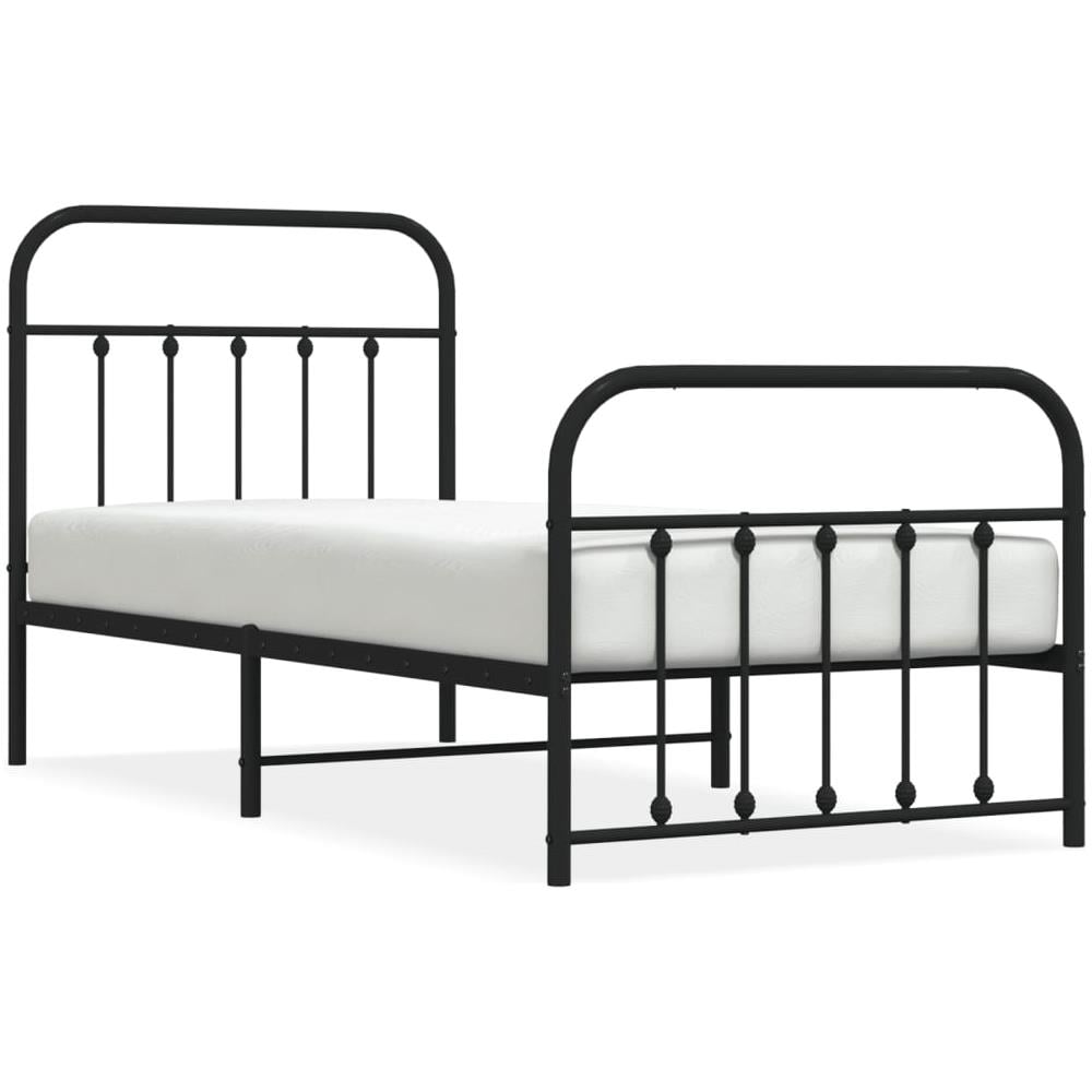 Giroletto Con Testiera E Pediera Metallo Nero 90x190 Cm - Foto 2
