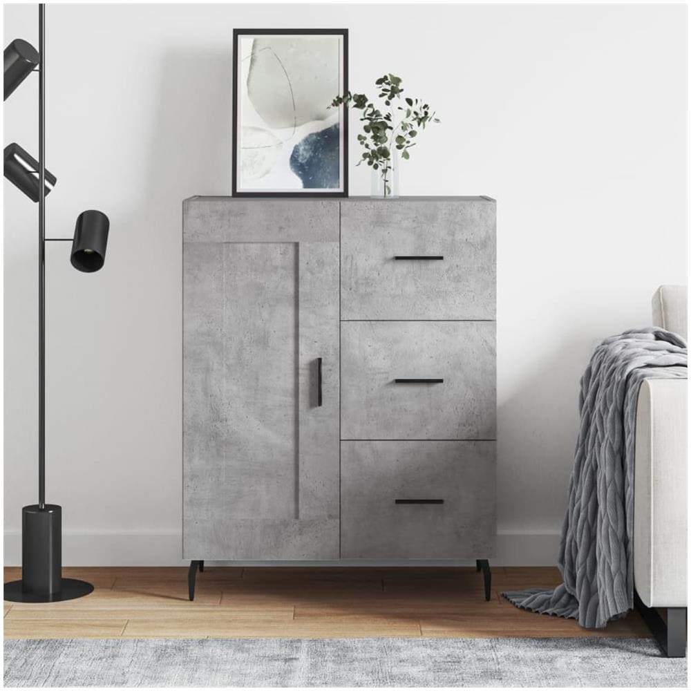 Credenza Grigio Cemento 69,5x34x90 Cm In Legno Multistrato - Foto 1