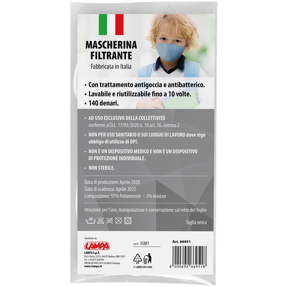 Mascherina Filtrante Lavabile Per Bambini - Blu - 140 Den - Foto 2