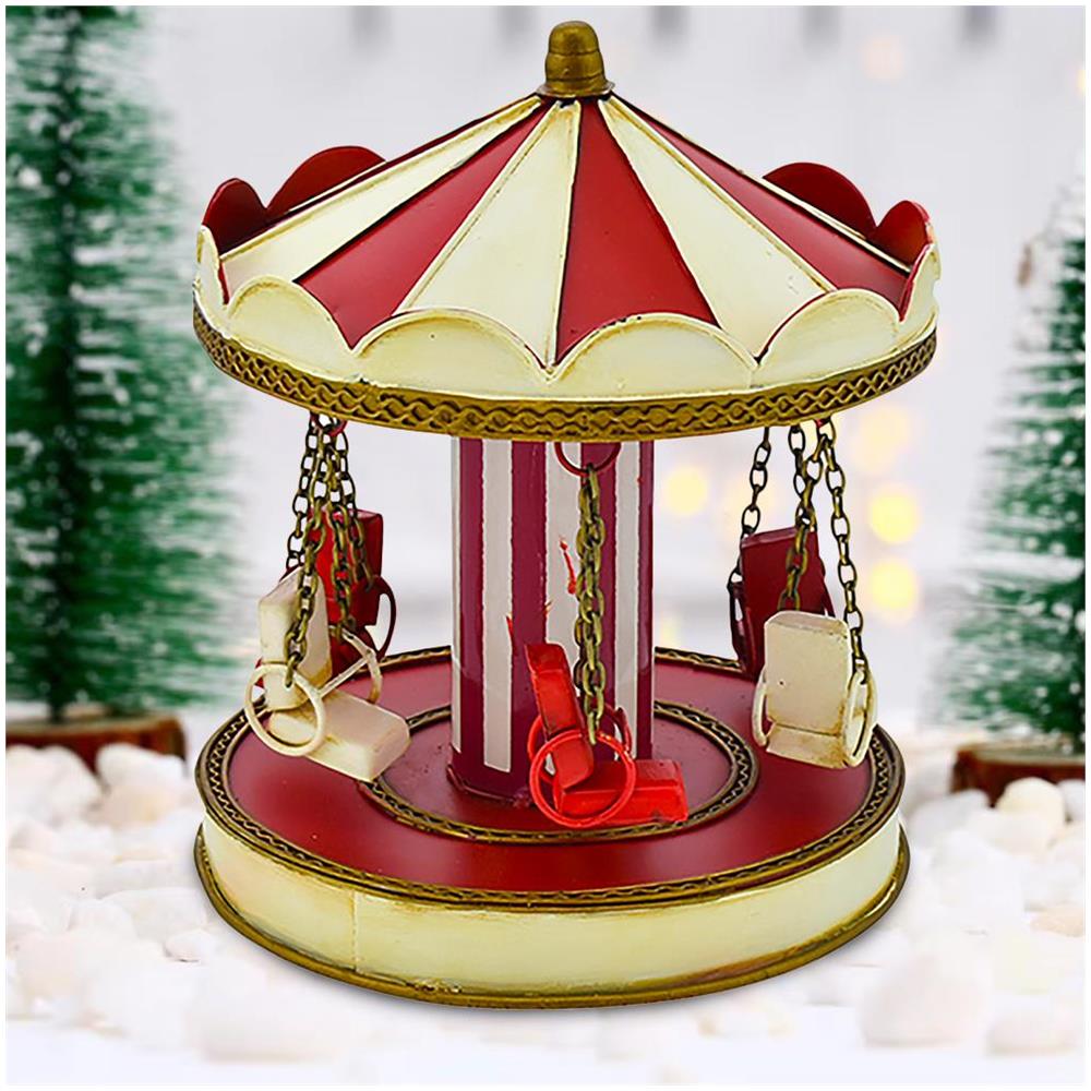 Giostra in Metallo Natale Decorazione Addobbo Natalizio Decorativo 19x19x23cm - Foto 1