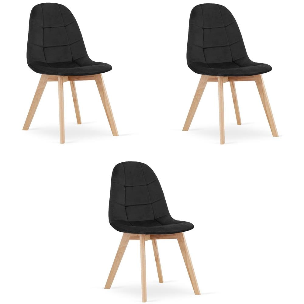 Sedia Valora NUUC in velluto nero, design ergonomico x3 - Foto 1