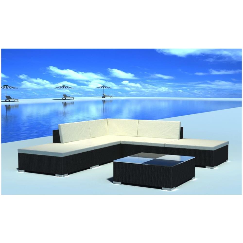 Set Da Seduta Giardino In Polirattan Nero 15 Pz - Foto 2