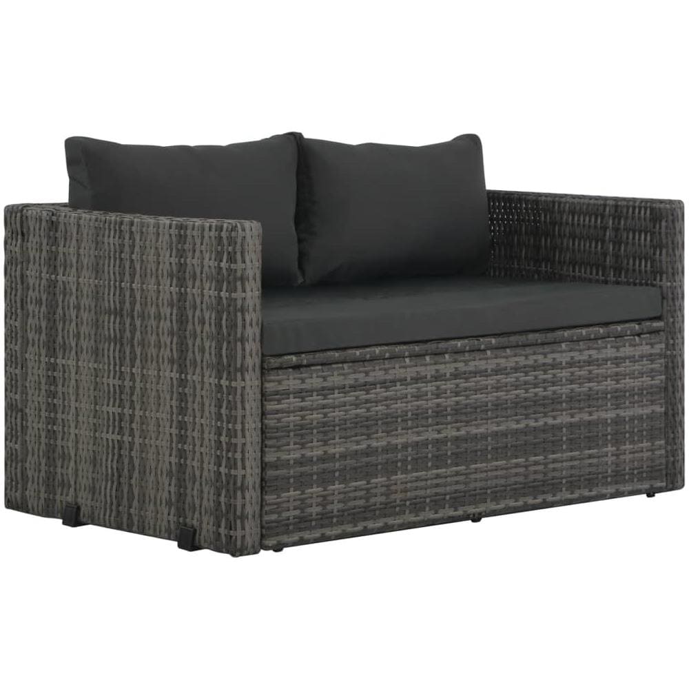 Set Da Pranzo Per Esterni 3 Pz Con Cuscini In Polyrattan Grigio - Foto 2