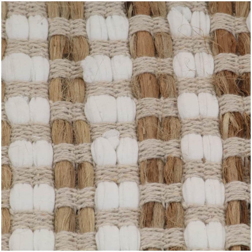 Set Tappeti In Iuta Intrecciati A Mano Naturale E Bianco - Foto 2