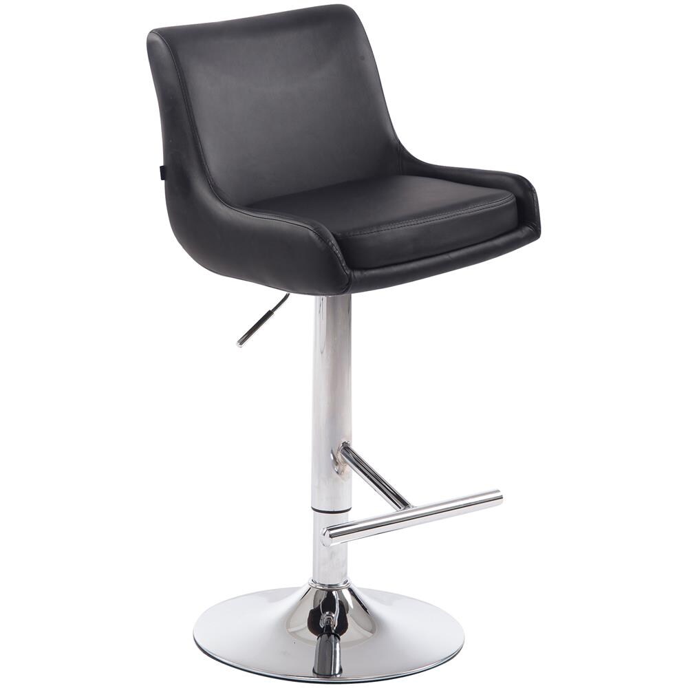 Sgabello Bancone Imbottito Club in Similpelle - Sedia Alta Cucina con Schienale e Poggiapiedi, Altezza Regolabile 67-87 cm Nero - Foto 1