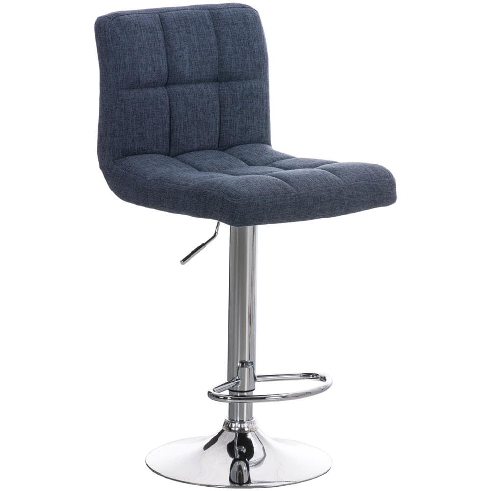 Sgabello Bar PERU con Fodera in Tessuto | Sgabello Alto Girevole a 360° e Regolabile in Altezza 64 - 84 cm | Sgabello con Poggiapiedi | Sgabello Cucina con Schienale Imbottito ed Eleganti Cuciture | Sedia Cucina Moderna blu - Foto 1