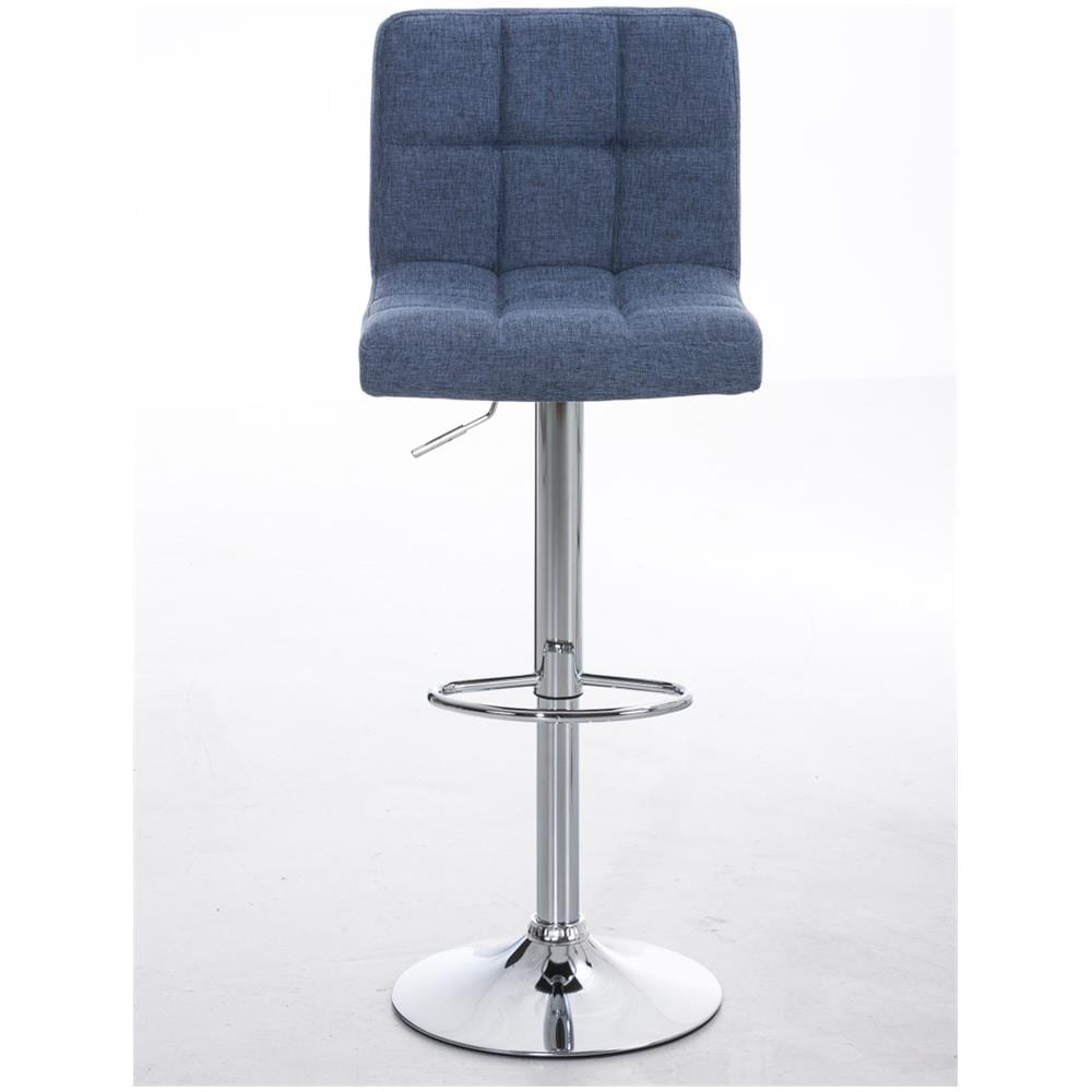 Sgabello Bar PERU con Fodera in Tessuto | Sgabello Alto Girevole a 360° e Regolabile in Altezza 64 - 84 cm | Sgabello con Poggiapiedi | Sgabello Cucina con Schienale Imbottito ed Eleganti Cuciture | Sedia Cucina Moderna blu - Foto 2