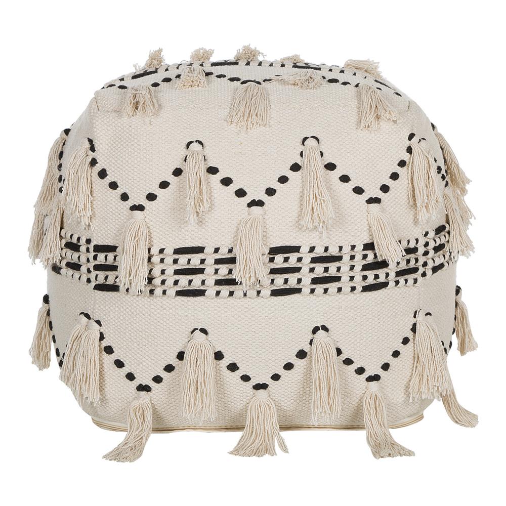 Pouf In Cotone Beige / nero 50 X 50 Cm Thondi - Foto 2