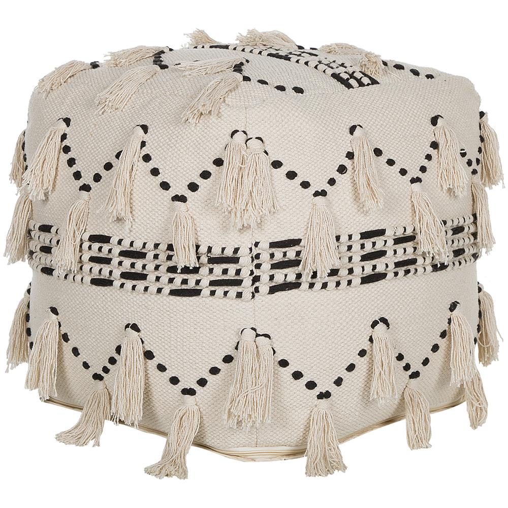 Pouf In Cotone Beige / nero 50 X 50 Cm Thondi - Foto 1