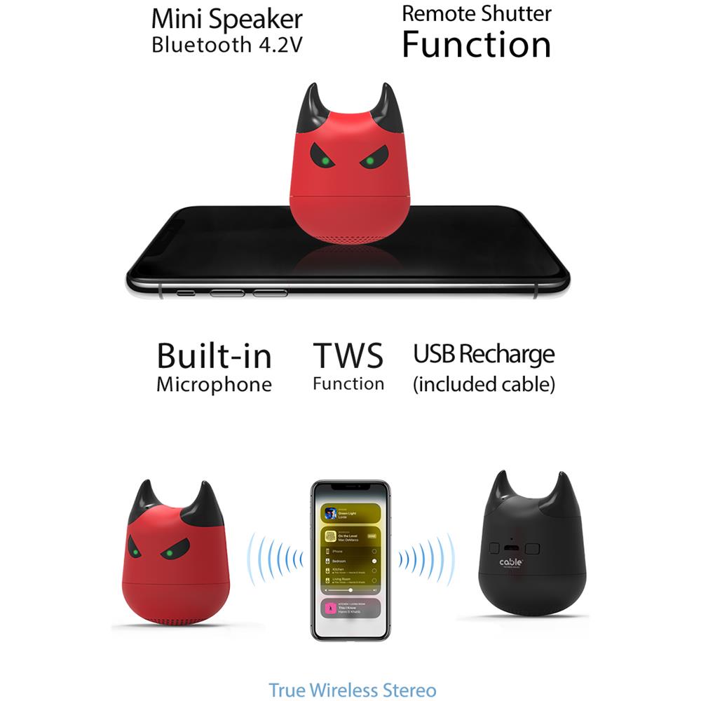 Idevil Bt Speaker W / mic (black), Mini Speaker Cassa Audio Bluetooth Con Funzione Tws Soft Touch, Microfono Incorporato Funzione Vivavoce, Per Qualsiasi Smartphone Con Bluetooth, Musica Wireless - Foto 4