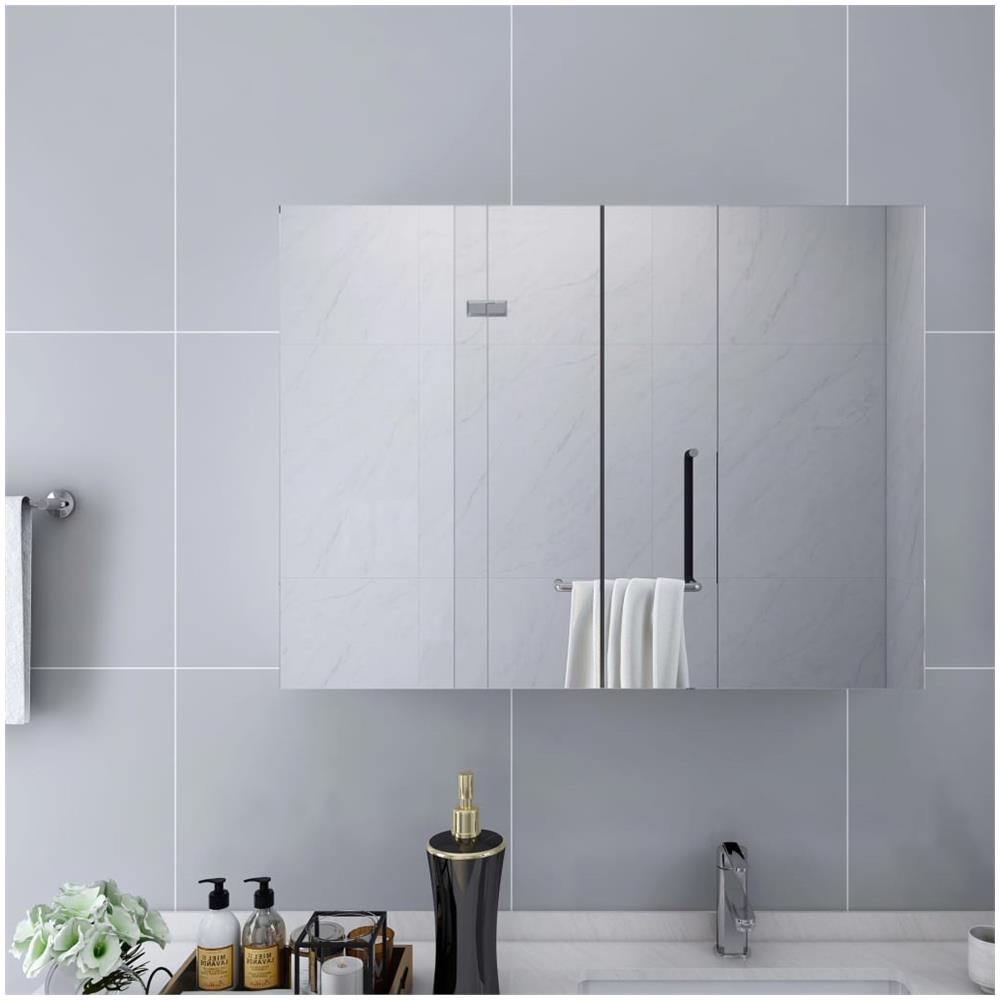 Armadietto A Specchio Bianco 80x15x60 Cm In Mdf - Foto 1