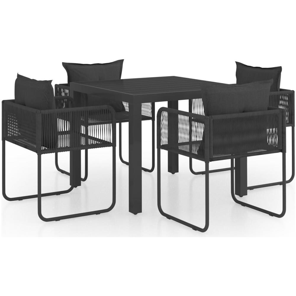 Set Da Pranzo Da Giardino 5 Pz In Rattan Pvc Nero - Foto 1