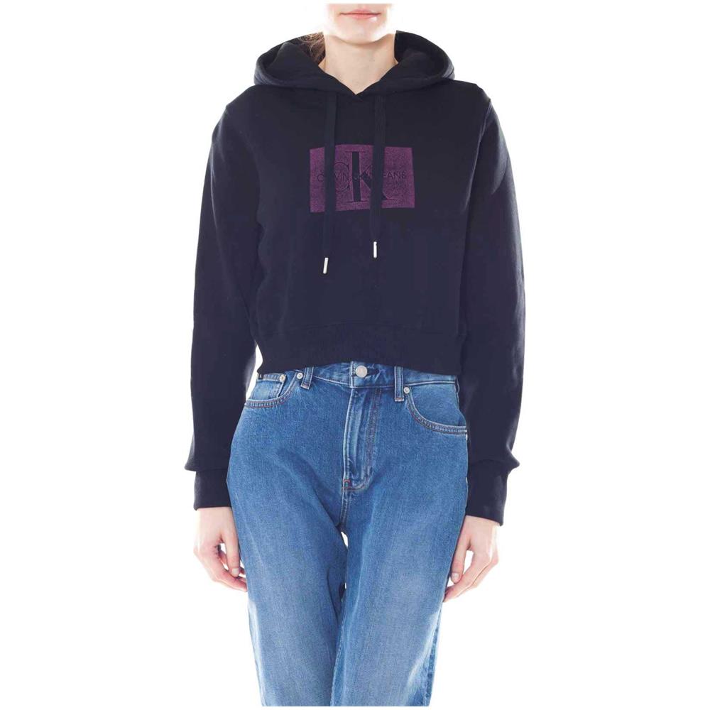 Felpa Donna Nera Crop Con Monogram - Foto 2