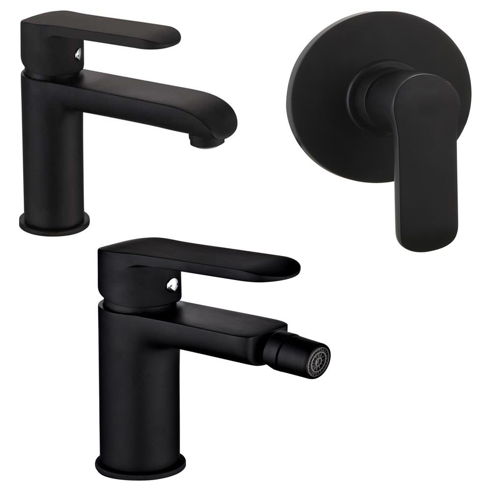 Tris Rubinetti Miscelatori Bidet Lavabo Doccia Ad Incasso Linea Puma Nero Opaco - Foto 1