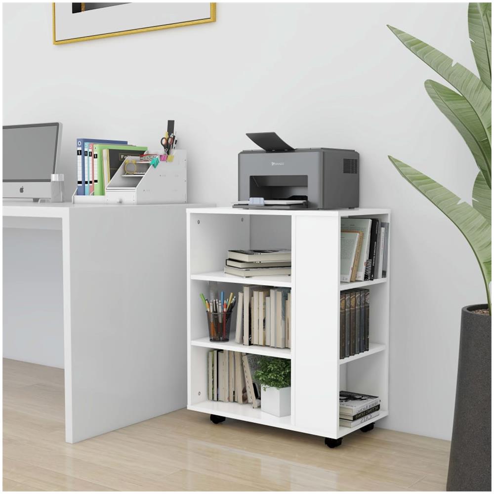 Mobiletto con Rotelle Bianco 60x35x75cm in Legno Ingegnerizzato - Foto 1