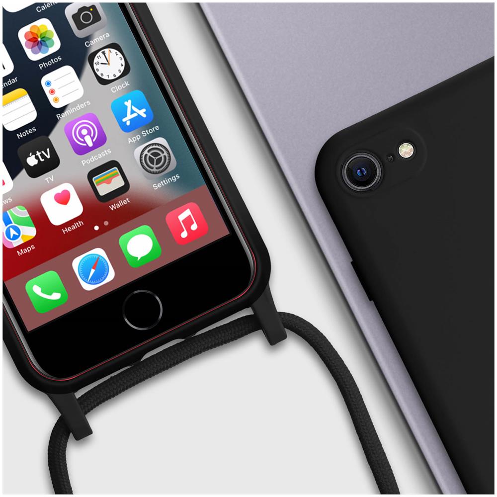Cover Semirigida Per Iphone 7, 8, Se 2020/2022 Cordino Nylon 80 Cm Nera - Foto 5