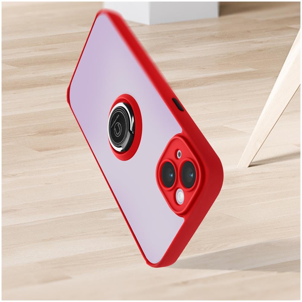 Cover Iphone 14 Plus Bimateria Anello Metallico Supporto Rossa - Foto 2