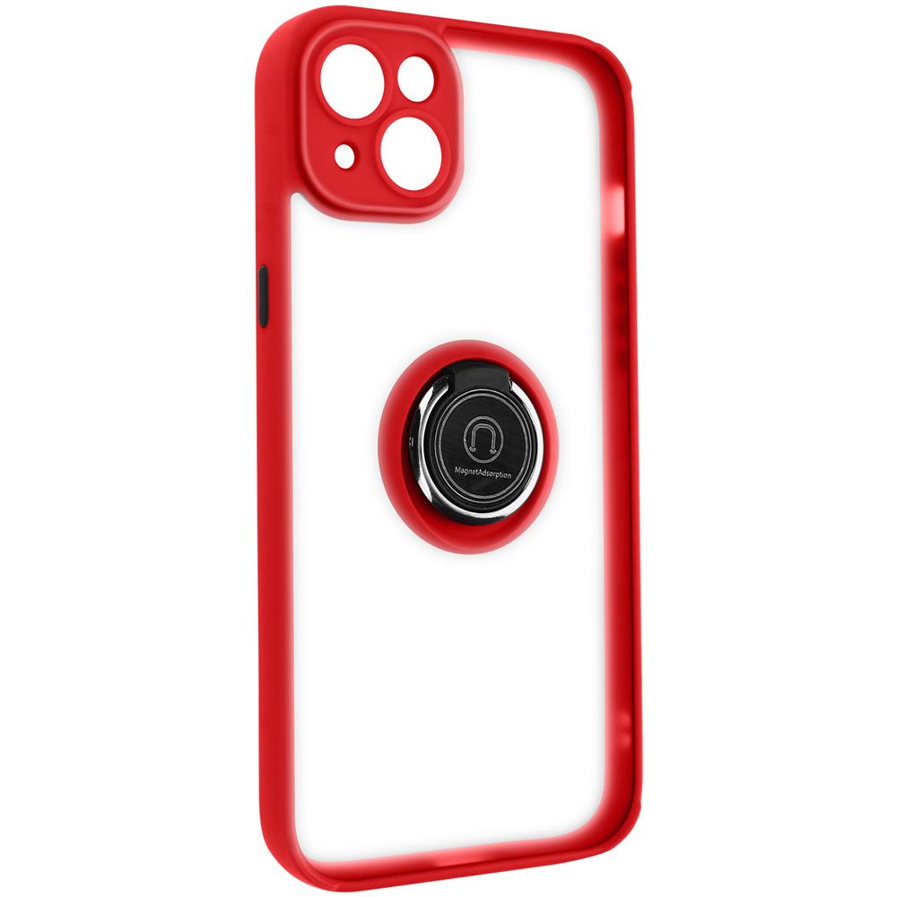 Cover Iphone 14 Plus Bimateria Anello Metallico Supporto Rossa - Foto 5