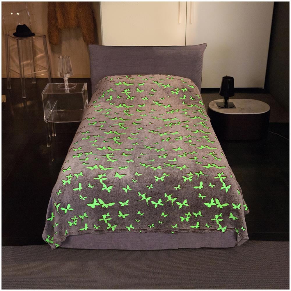 Coperta Singola Fluorescente Farfalle Glow Multicolore - Foto 2
