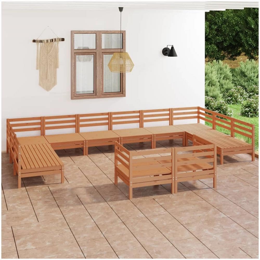 Set Divani Da Giardino 12 Pz Miele In Legno Massello Di Pino - Foto 1
