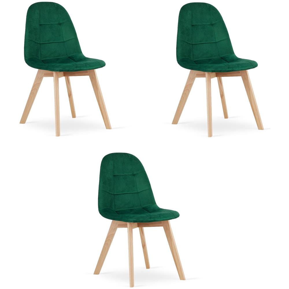 Sedia NUUC in velluto verde scuro, design ergonomico x3 - Foto 1