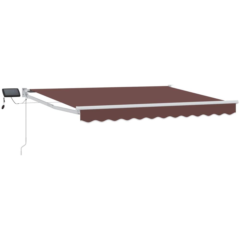Tenda retrattile manuale con LED Marrone e bianco 3 x 2,5 m - Foto 1