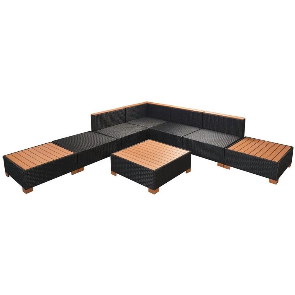 Set Divani da Giardino 8 pz con Cuscini in Polyrattan Nero - Foto 7