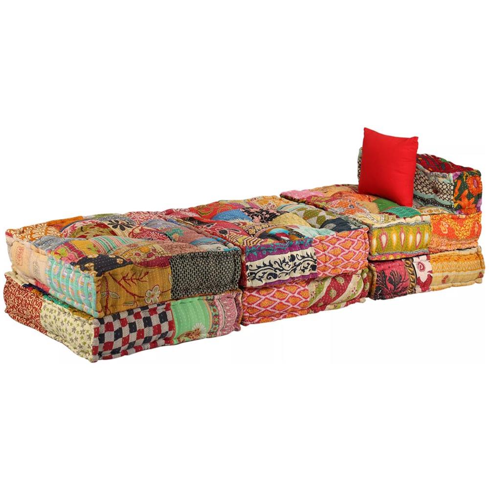 Divano Letto Modulare A 3 Posti In Tessuto Patchwork - Foto 7
