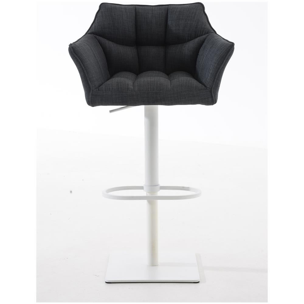 Sgabello Alto Bar Damaso I Sgabello Design Cucina Trapuntato in Tessuto con Braccioli E Schienale Imbottiti l Sedia Sgabello Bar Pub con Poggiapiedi Grigio Scuro Bianco - Foto 2