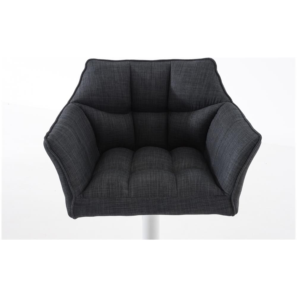 Sgabello Alto Bar Damaso I Sgabello Design Cucina Trapuntato in Tessuto con Braccioli E Schienale Imbottiti l Sedia Sgabello Bar Pub con Poggiapiedi Grigio Scuro Bianco - Foto 5