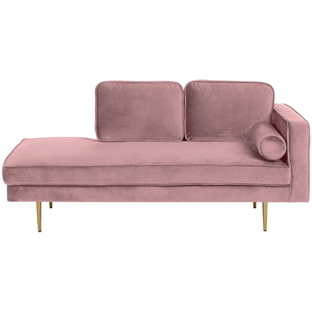 Chaise Longue In Velluto Rosa Destra Miramas - Foto 1